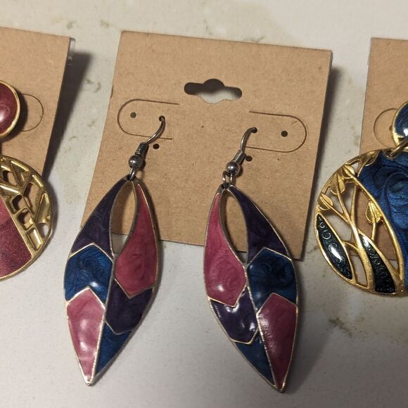 3 piece set of handmade metal abstract stud earrings - Picture 2 of 5